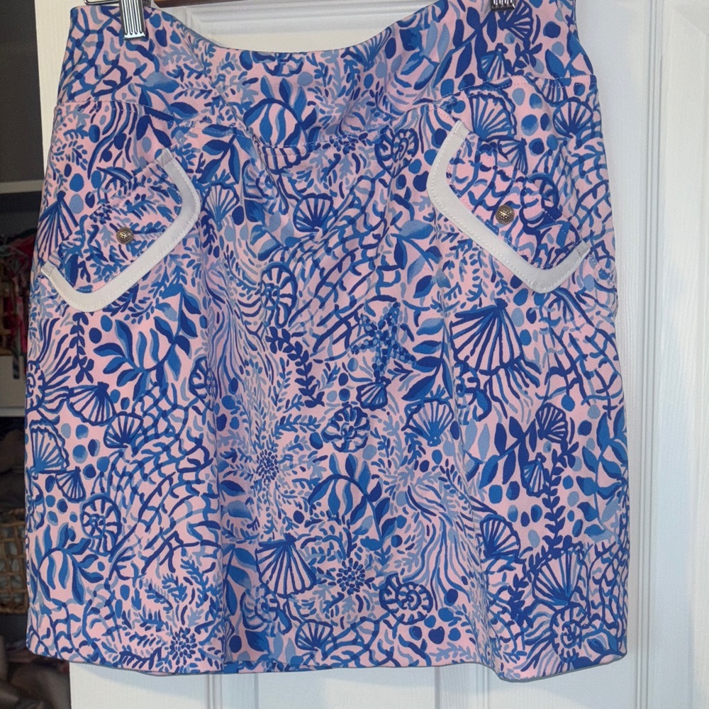 Lilly Pulitzer Blue and Pink Patterned Mini Skirt